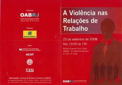 Advogada Rita Cortez participa de evento sobre a Violência nas Relações de Trabalho na OAB-RJ, em 2008 – veja a programação