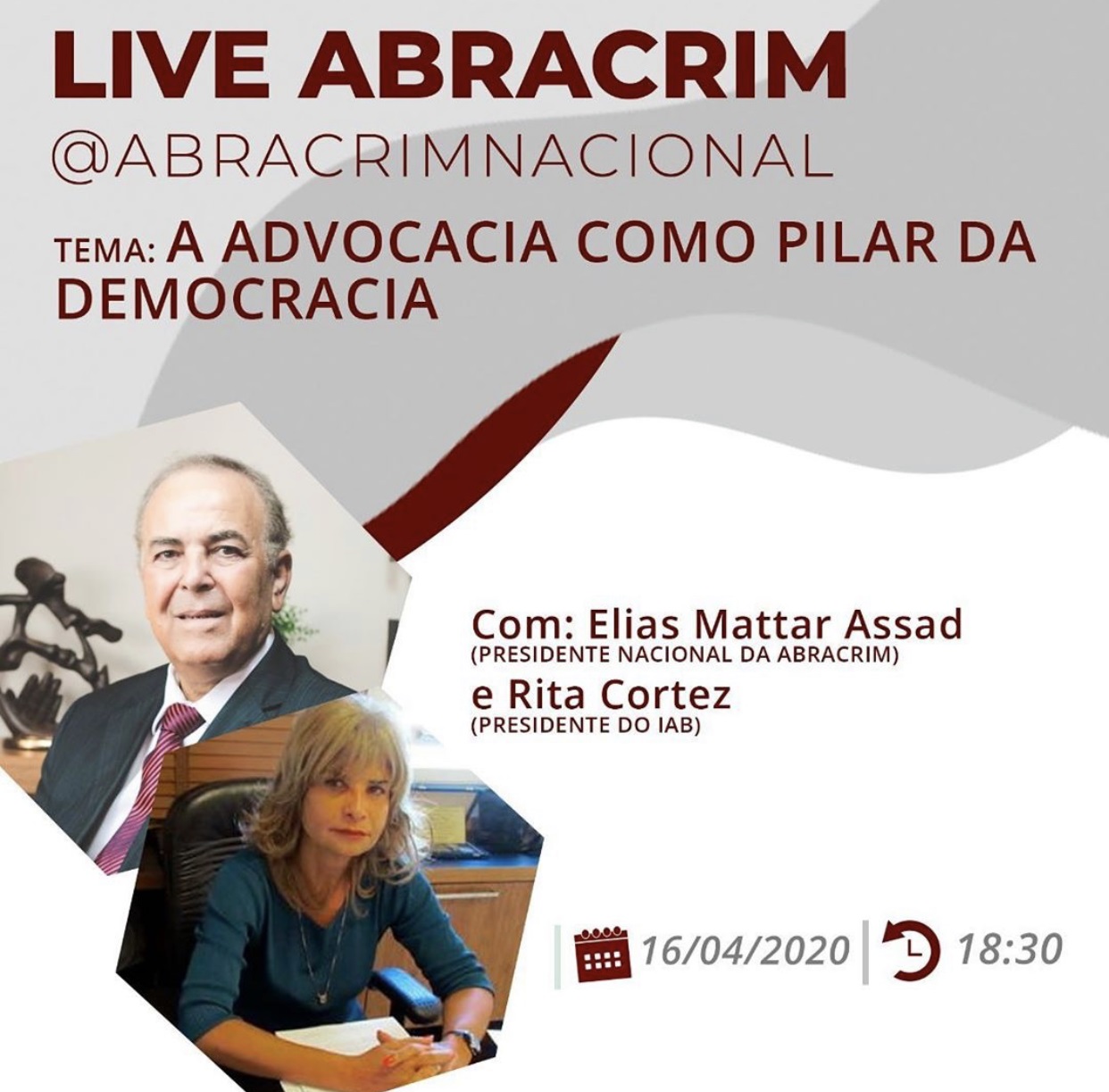 Rita Cortez participa de live com o presidente da Abracrim, nesta quinta (16/4), às 18h30